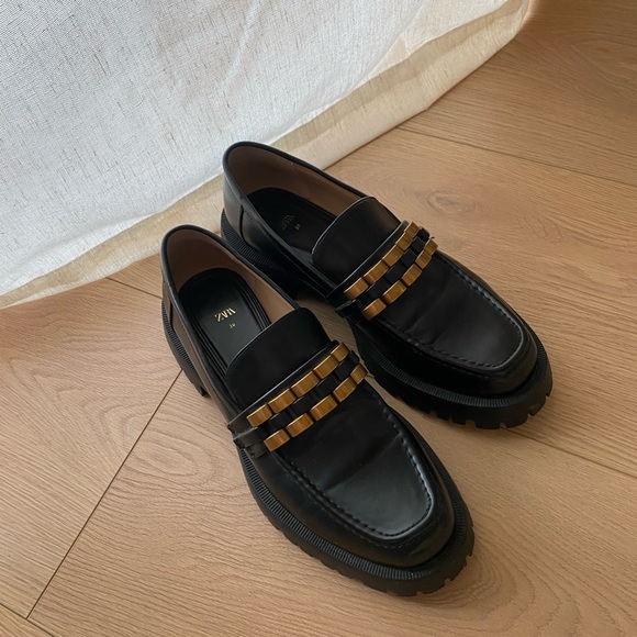 Zara Moccasin Adorno Track black size 8 - Picture 3 of 7